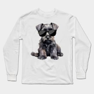 Giant Schnauzer Puppy Wearing Sunglasses Long Sleeve T-Shirt